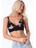 Embroidered short top with straps, black ZZ352 - Online store - Boutique